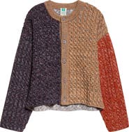 Waste Yarn Project Niall Colorblock Crop One of a Kind Cable Knit Cardigan