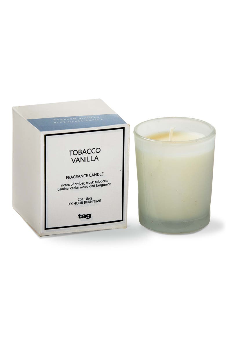 tag Tobacco Vanilla Scented Votive Candle Light Blue Everyday Use, Main, color, Blue
