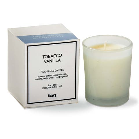 Tobacco Vanilla Scented Votive Candle Light Blue Everyday Use