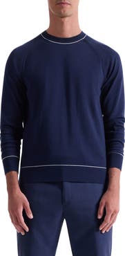 Bugatchi Tipped Cotton Blend Crewneck Sweater