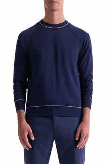 Tipped Cotton Blend Crewneck Sweater