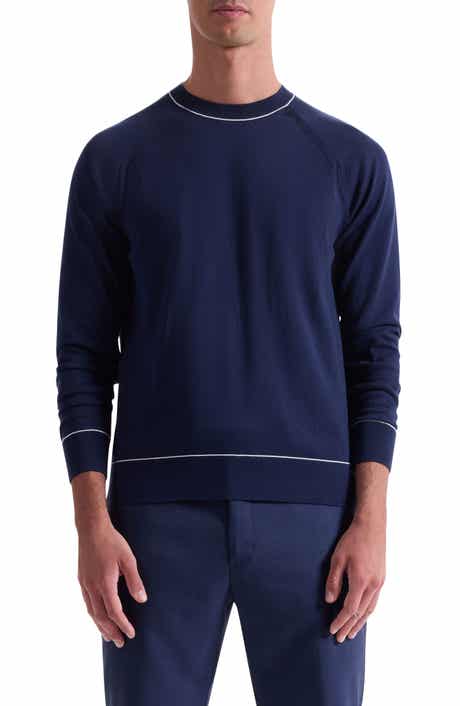 Bugatchi Tipped Cotton Blend Crewneck Sweater