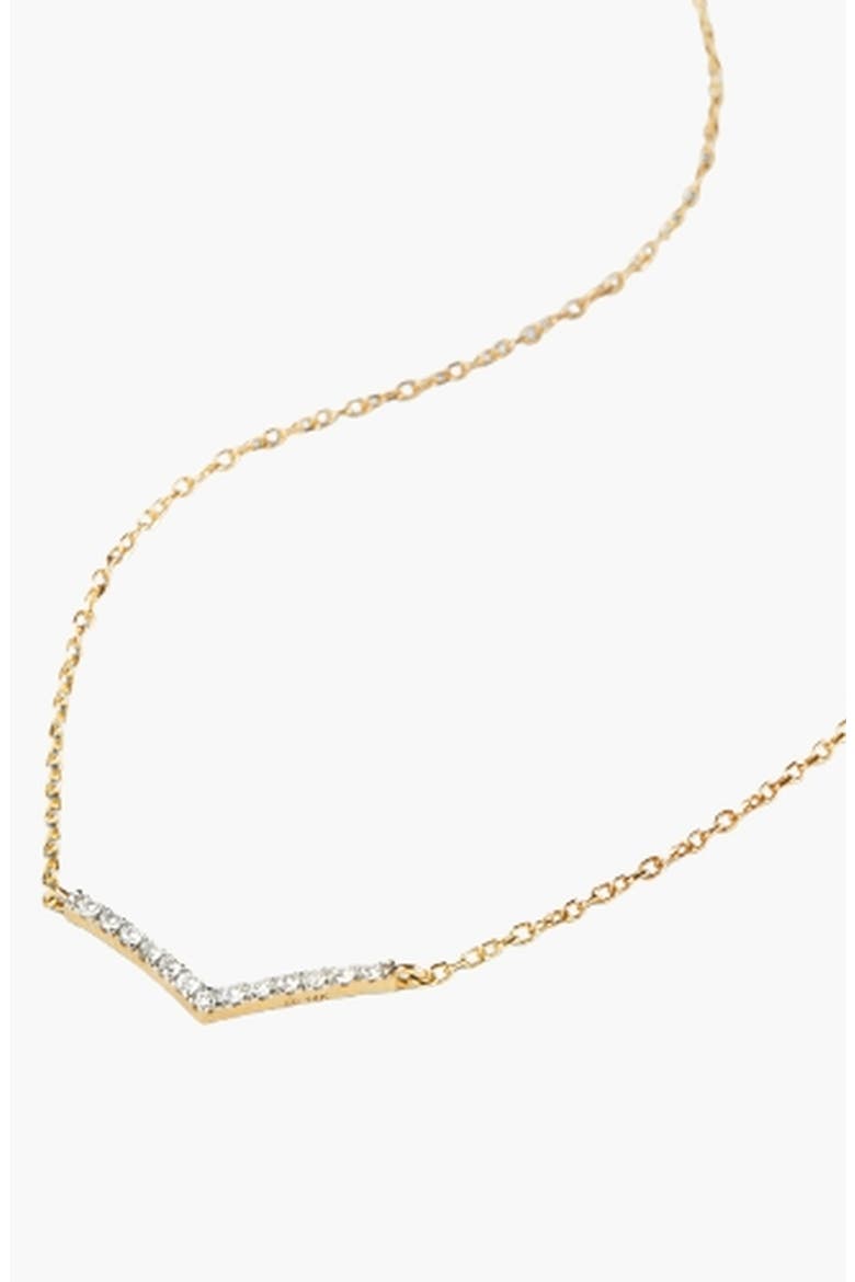 Pavé Diamond Wishbone Necklace, Alternate, color, Yellow Gold
