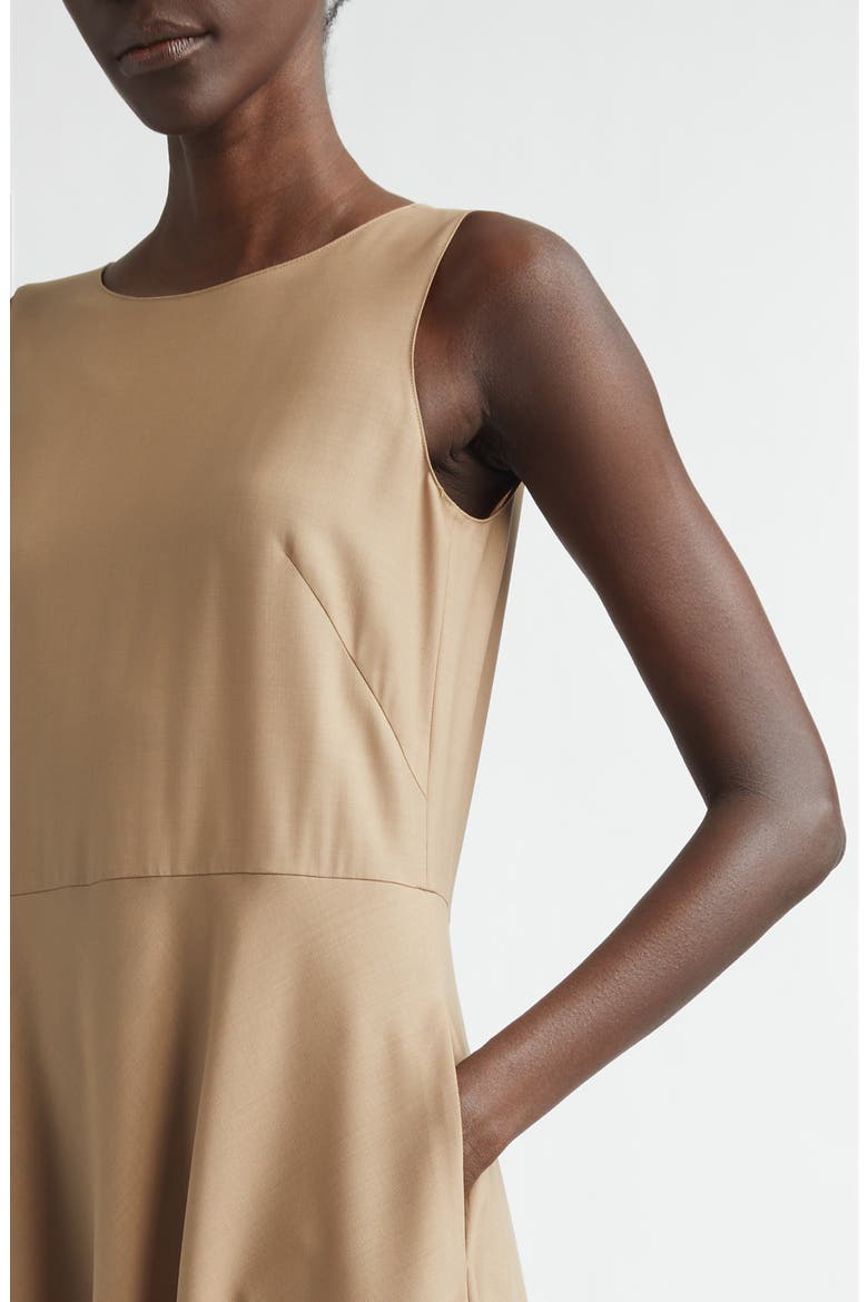 Sleeveless Tropical Wool Blend Midi Dress, Alternate, color, BROWNSTONE