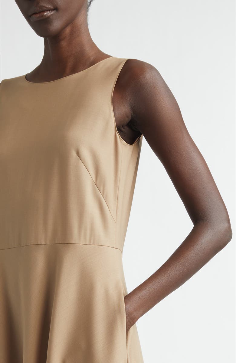 Lafayette 148 New York Sleeveless Tropical Wool Blend Midi Dress, Alternate, color, Brownstone