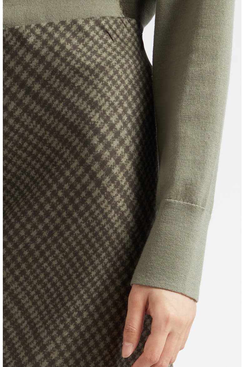 Check Bias Satin Slip Skirt, Alternate, color, ARTICHOKE/ DARK THYME