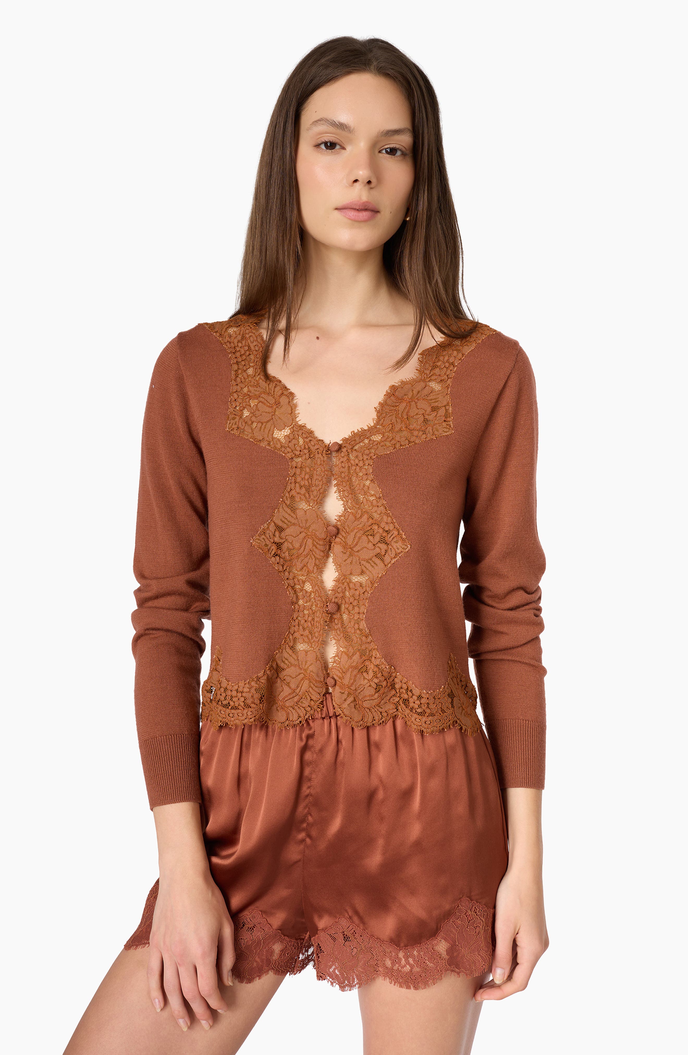 CAMI NYC Sanders Lace Trim Cardigan (Women) | Nordstrom