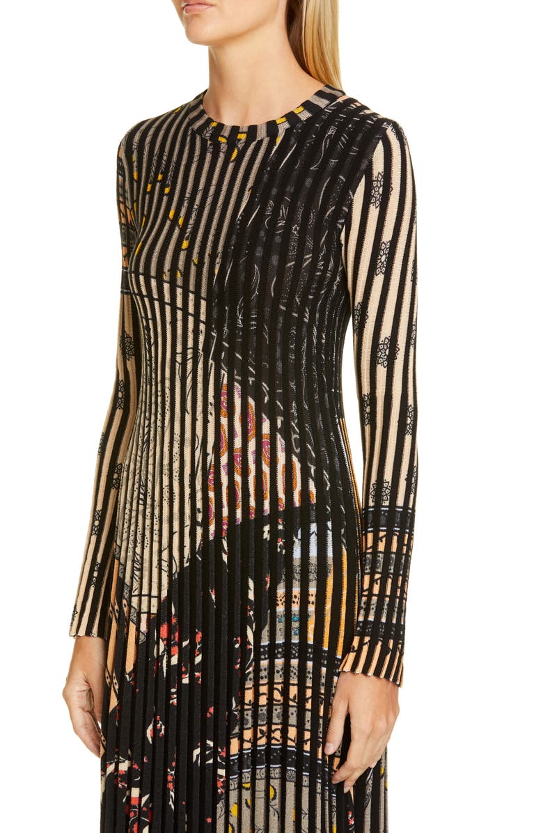 Etro Rib Stripe Long Sleeve Midi Sweater Dress, Alternate, color, 