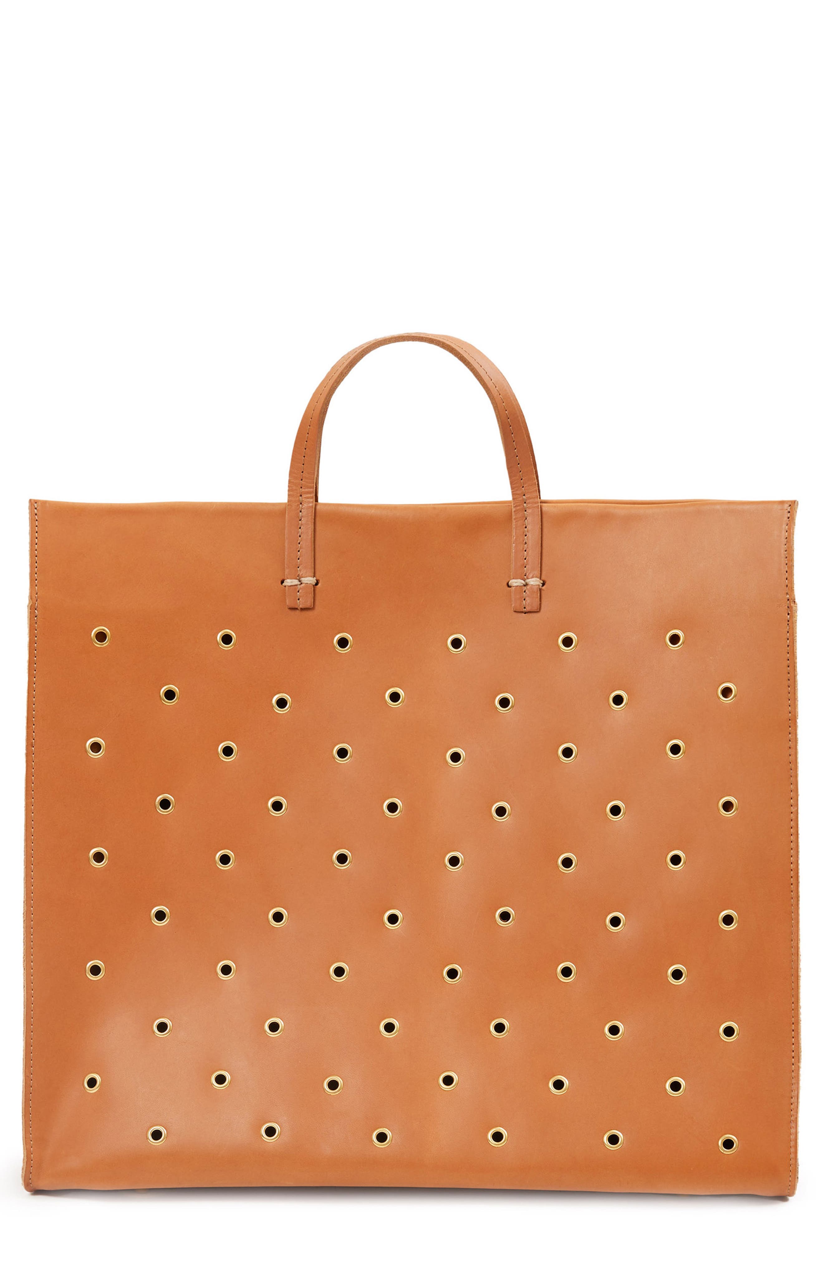 Simple Grommet Leather Tote, Main, color, CUOIO VACHETTA