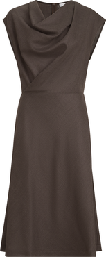 Brunello Cucinelli Virgin wool diagonal flannel wrap-effect dress with monili