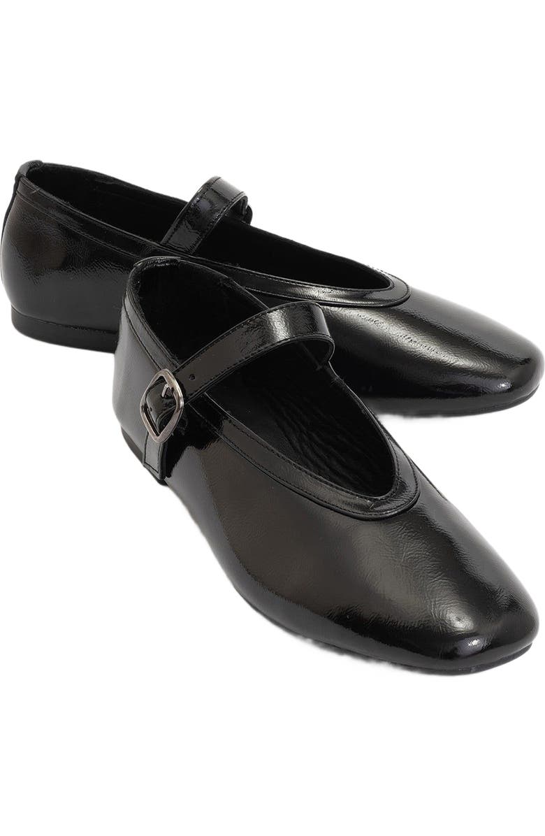 Forever & Always Shoes Matilda Leather Mary Jane Flats, Alternate, color, Black Patent Leather