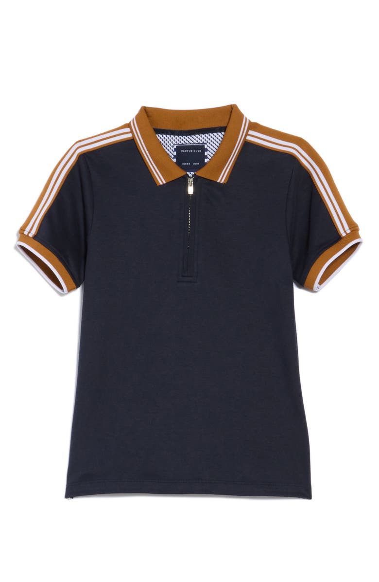 DENIM AND FLOWER Kids' Stripe Quarter Zip Polo, Main, color,