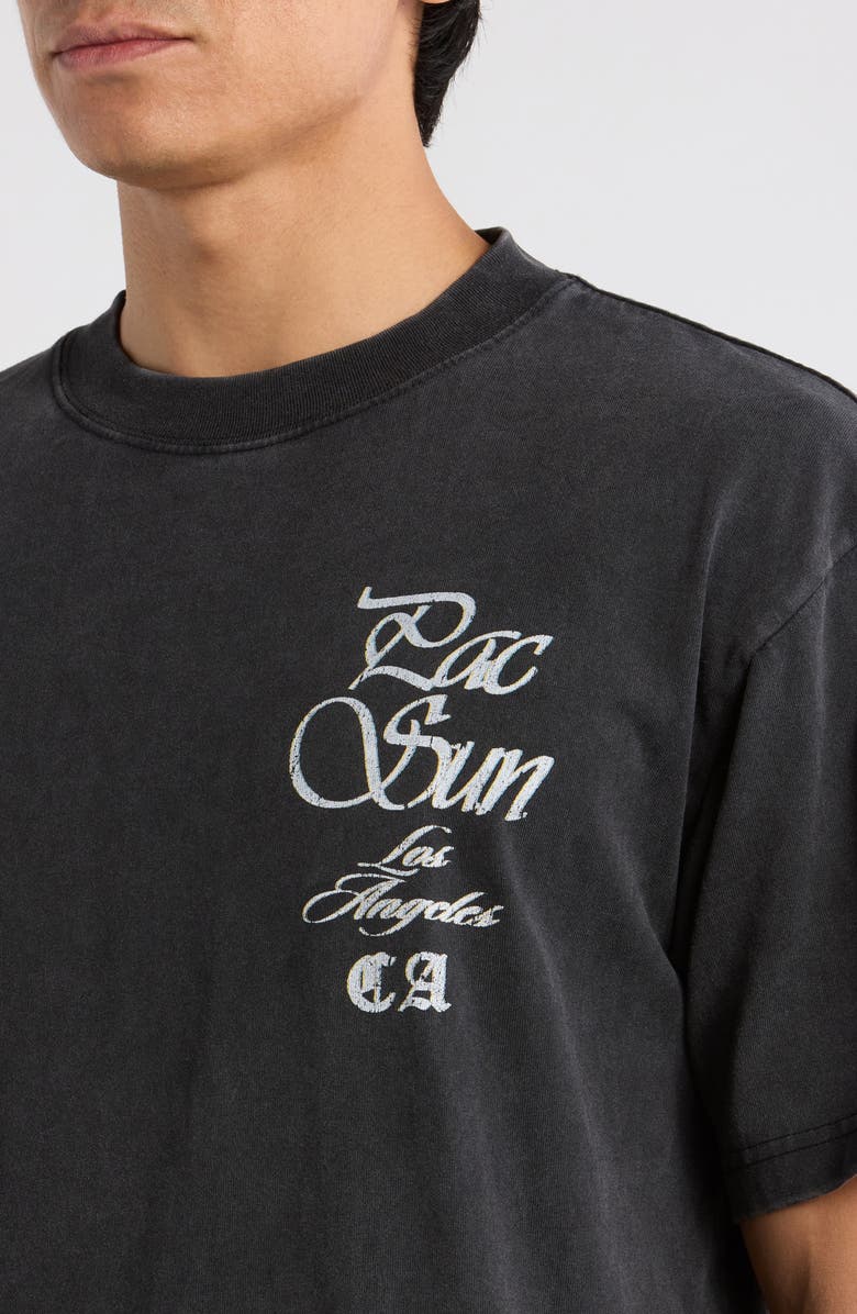 PacSun Cyber Hand Cotton Graphic T-Shirt, Alternate, color, Washed Black