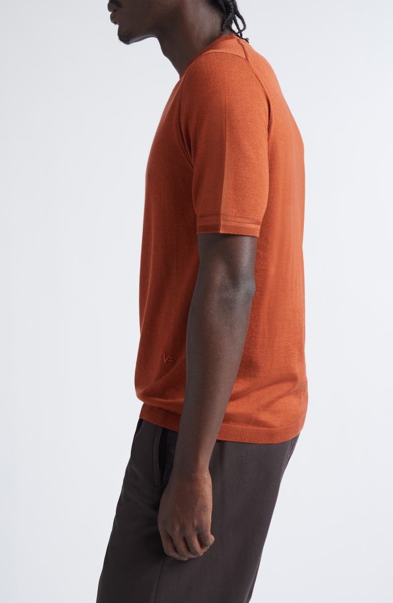 ISAIA Short Sleeve Wool, Silk & Cashmere Sweater, Alternate, color, Metallic Rust/ Copper