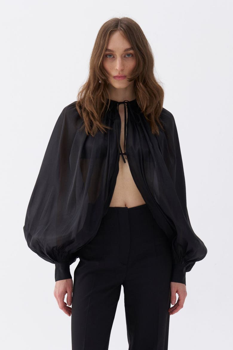 Balloon Sleeve Bolero Jacket, Main, color, Black