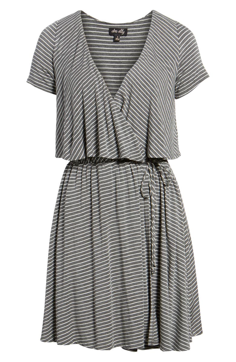 Dee Elly Stripe Flutter Bodice Dress, Alternate, color, 