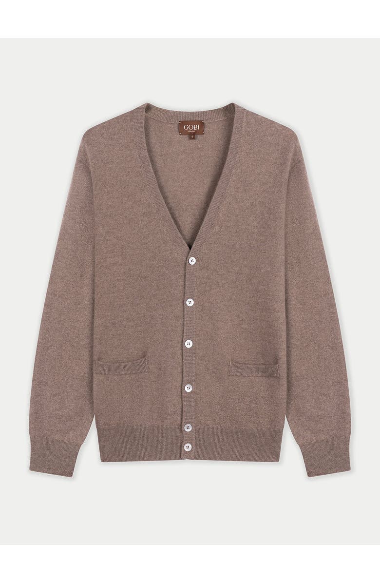Gobi Cashmere Cashmere Timeless V-Neck Cardigan, Main, color, Taupe