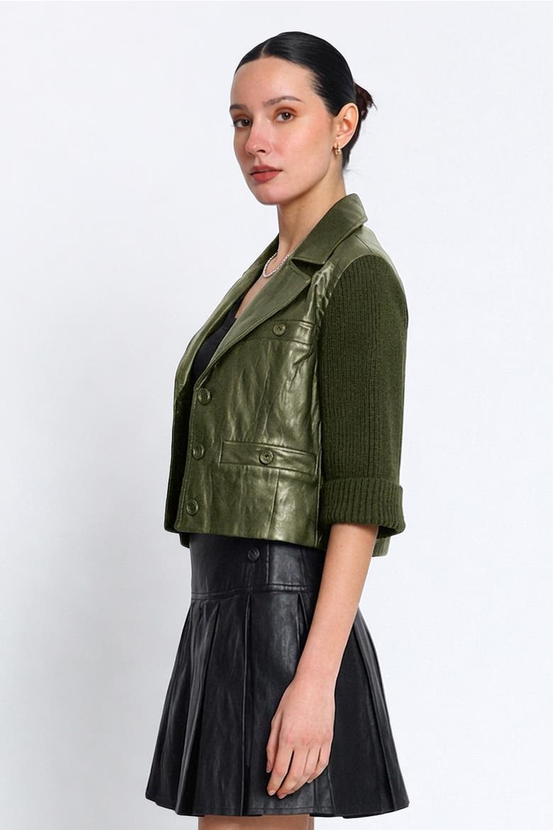 Quinn Cropped Vegan X Sweater Jacket, Alternate, color, OLIVE