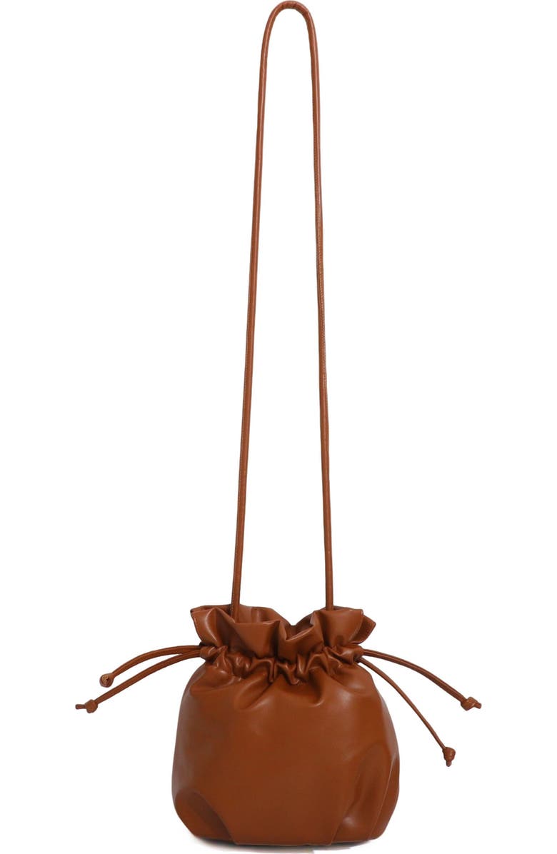 Adornia Scrunch Bucket Bag, Main, color, Brown