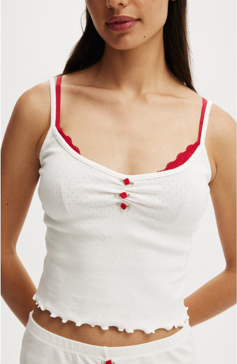 COTTON ON BODY Women's Pointelle Rose Cami, Alternate, color, 