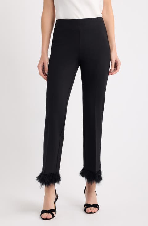 Feather Detail Ankle Pants