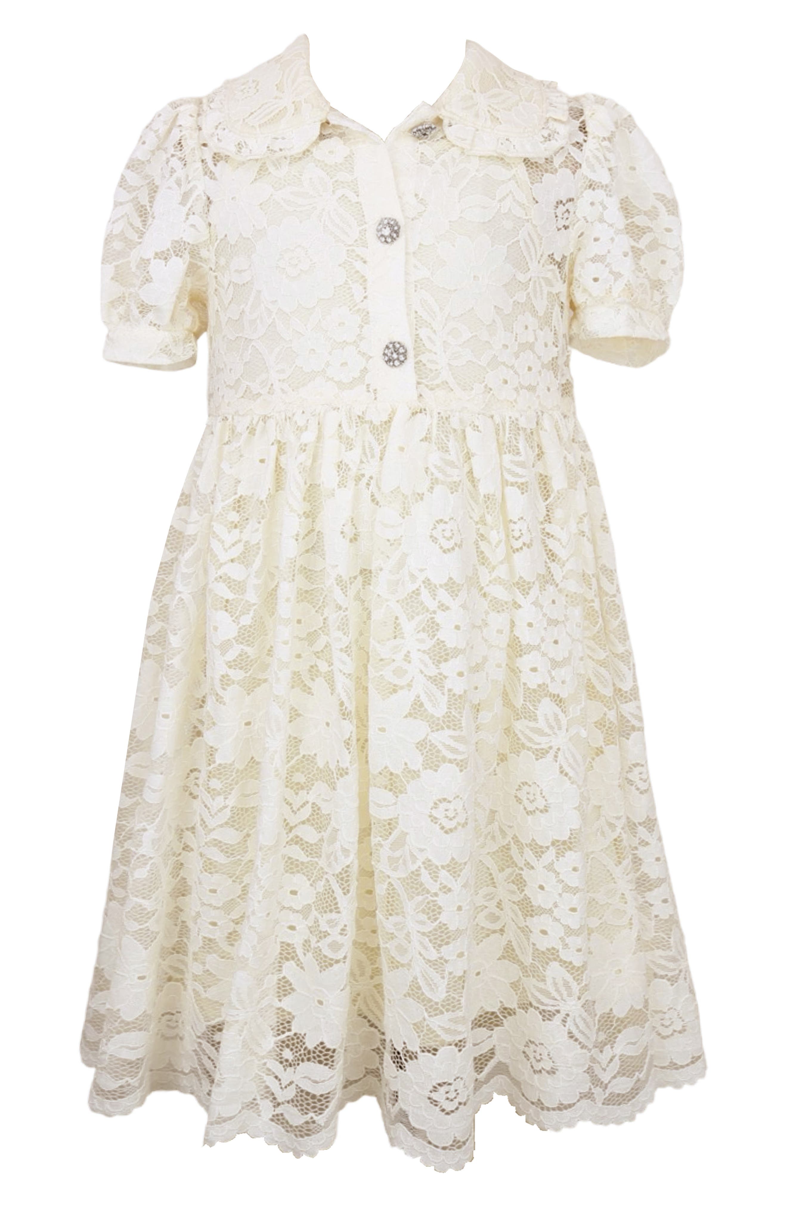 Zunie Kids' Lace Party Dress in Ivory 