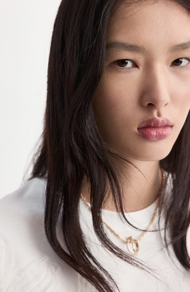 MANGO Floral Embroidered Cotton T-Shirt, Alternate, color, Off White