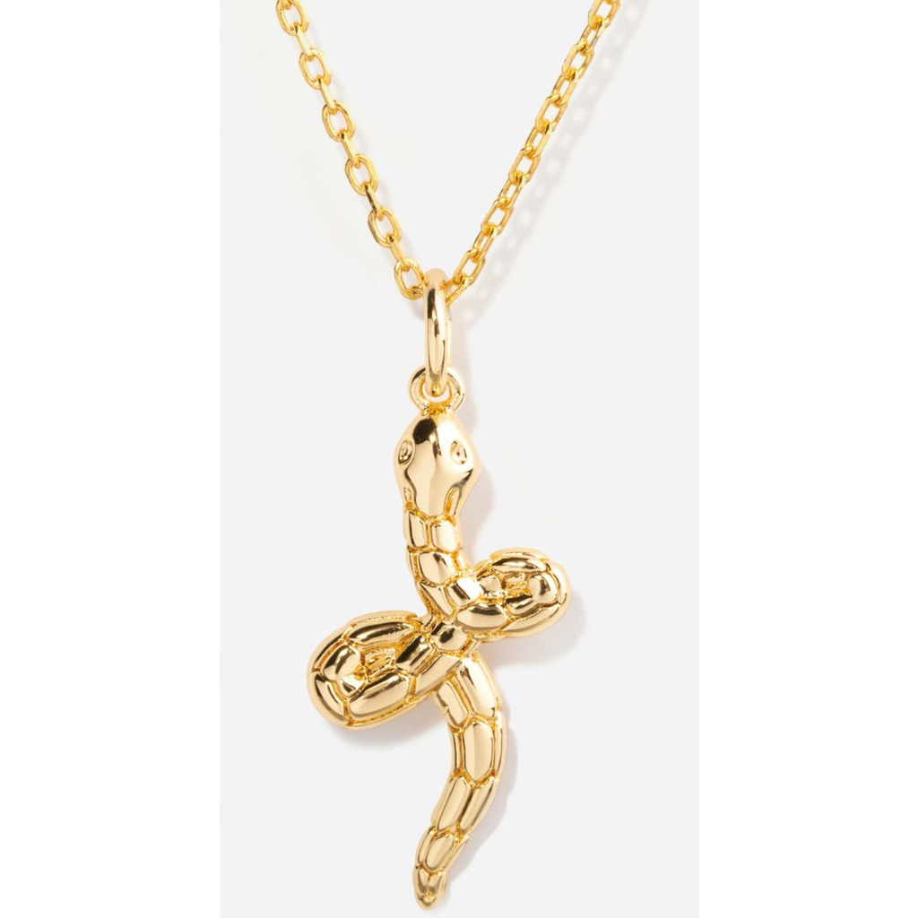 Little Sky Stone Snake Charm Necklace In Gold