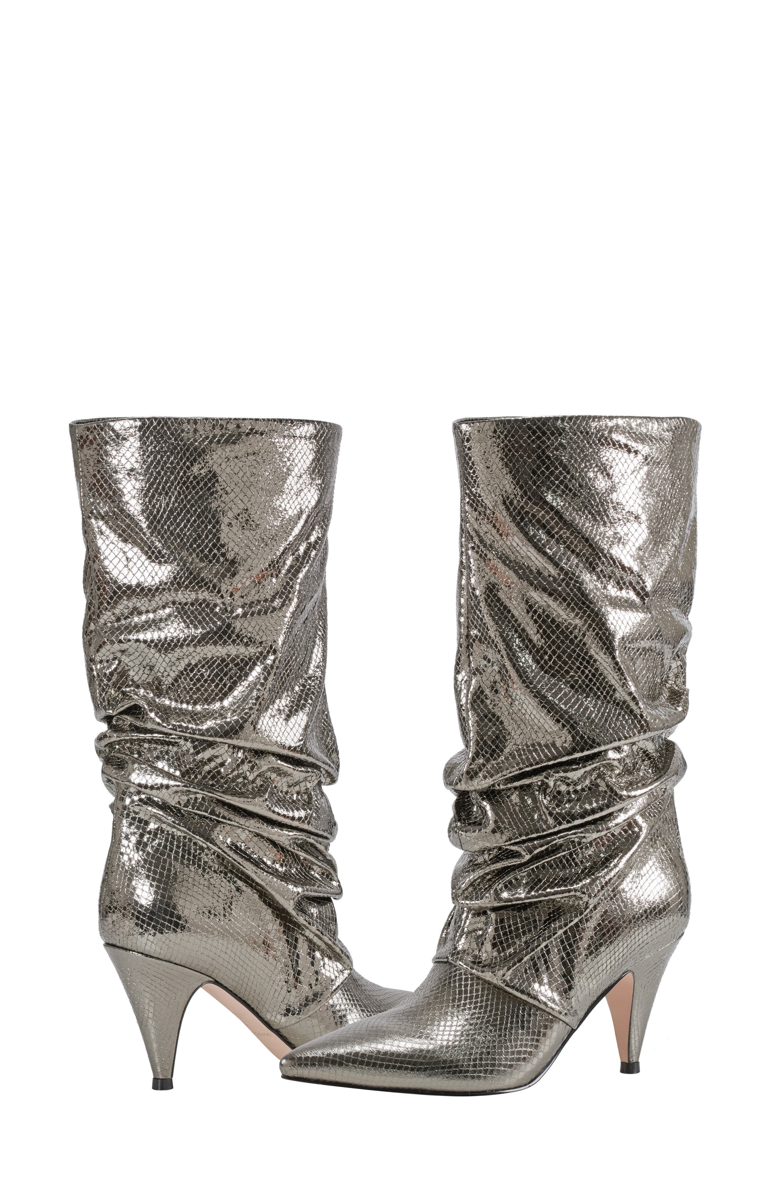 Marc Fisher Pointed Toe Slouch Boot, Alternate, color, Pewter