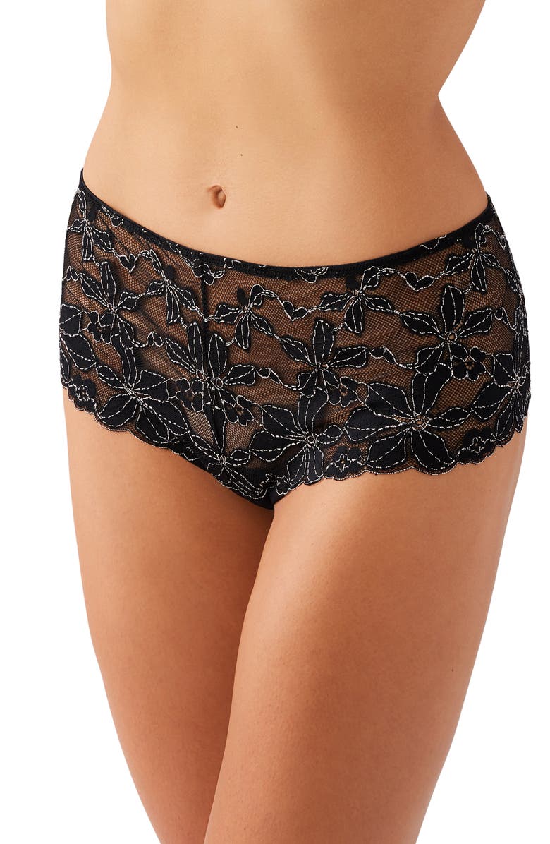 b.tempt'd by Wacoal Feeling Famous Tanga, Alternate, color, Night/ Angel Wing