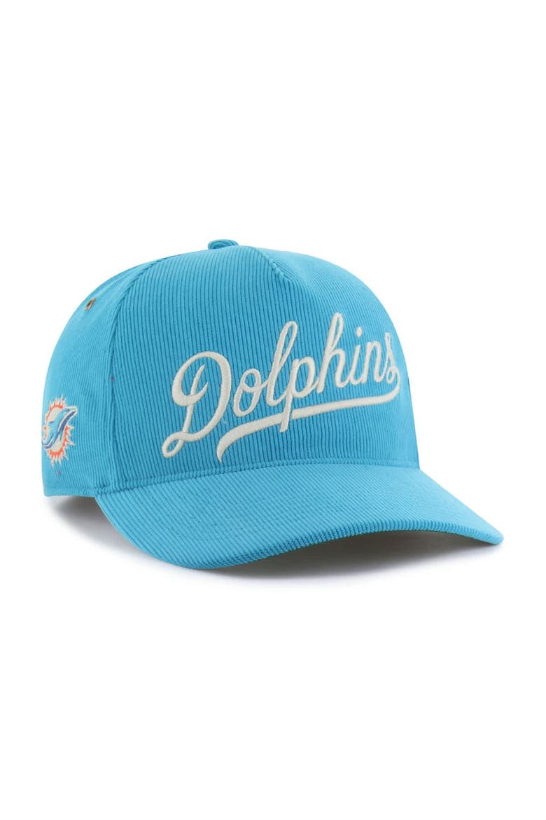 Men's '47  Aqua Miami Dolphins Golden Age Corduroy Hitch Adjustable Hat, Main, color, Aqua