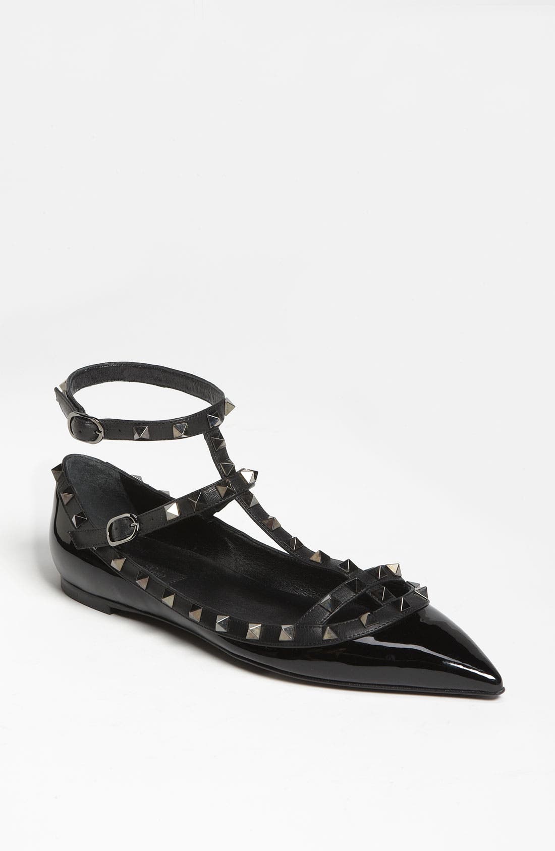 'Noir Rockstud' Cage Flat, Main, color, BLACK