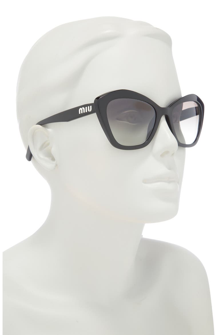 Logo 55mm Tinted Irregular Sunglasses, Alternate, color, BLACK