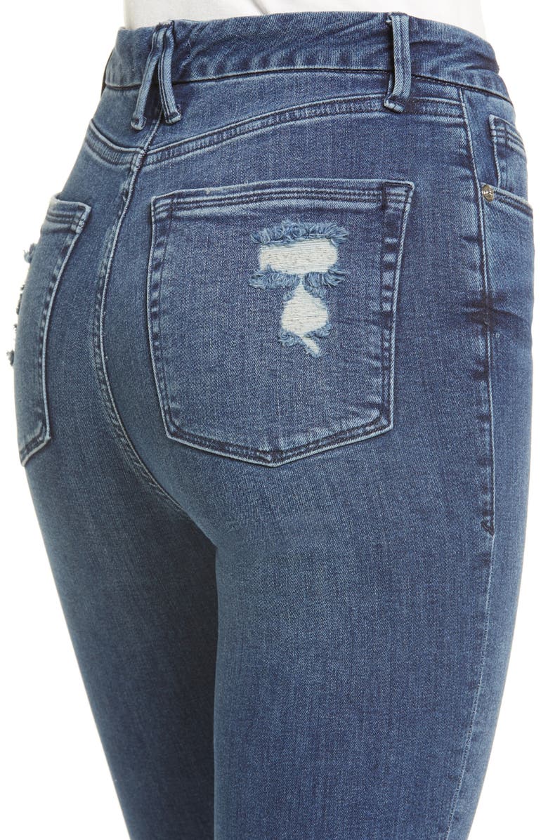 Good American Good Legs Ripped Ankle Skinny Jeans, Alternate, color, 