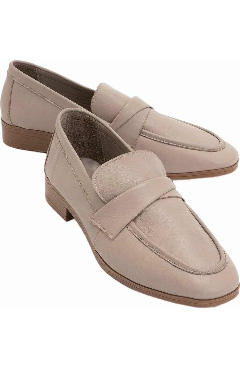 Forever & Always Shoes Splice Leather Flat Loafers, Main, color, Bone Color Leather