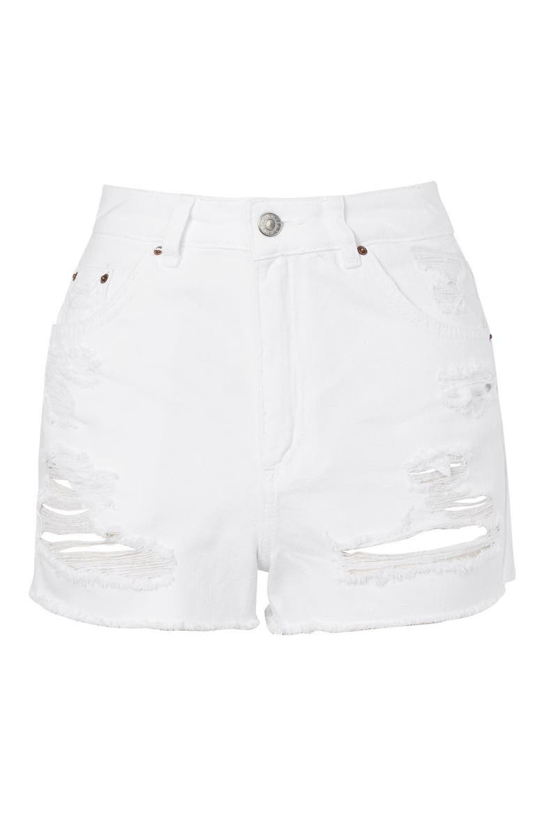 Longline Rip Mom Shorts, Alternate, color, WHITE