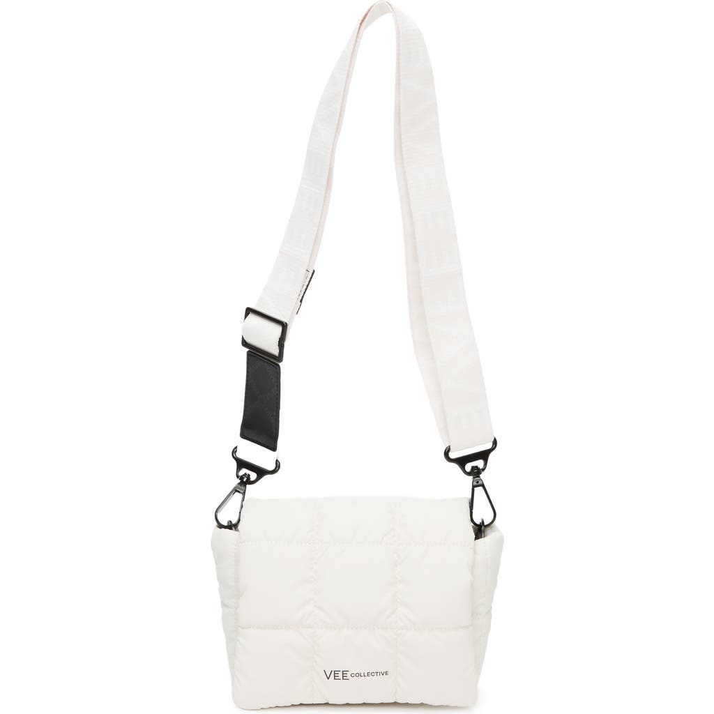 VeeCollective Mini Porter Quilted Recycled Nylon Messenger Bag in Whisper White/White  product