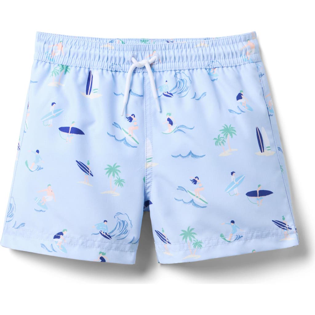 Janie And Jack Recycled Coastal Getaway Swim Trunk In White