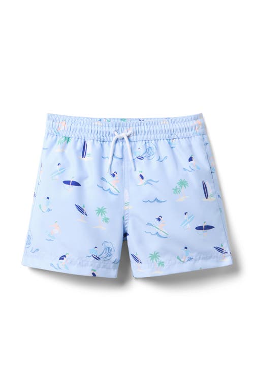 Janie And Jack Recycled Coastal Getaway Swim Trunk In White