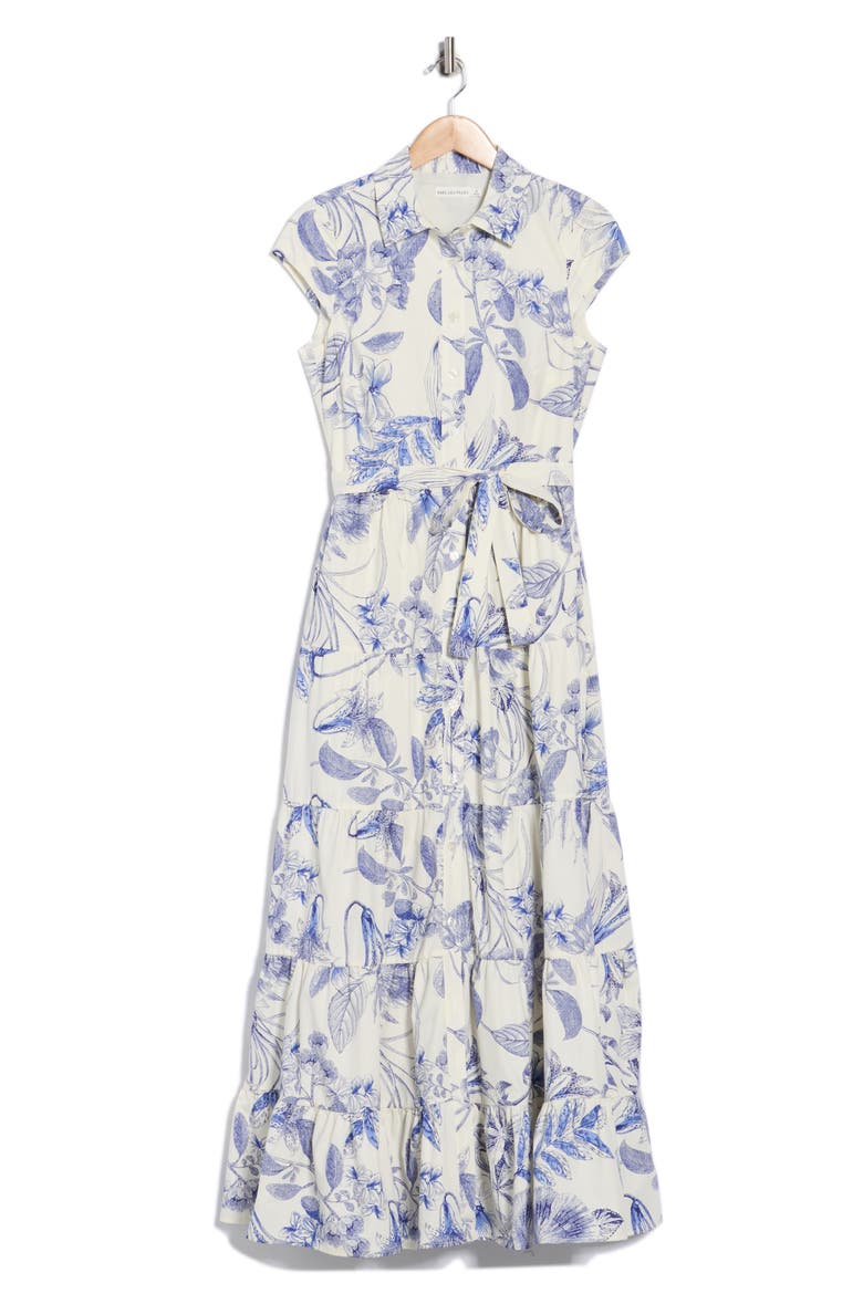 Floral Cap Sleeve Cotton Shirtdress, Alternate, color, PORCELAIN FLOWER