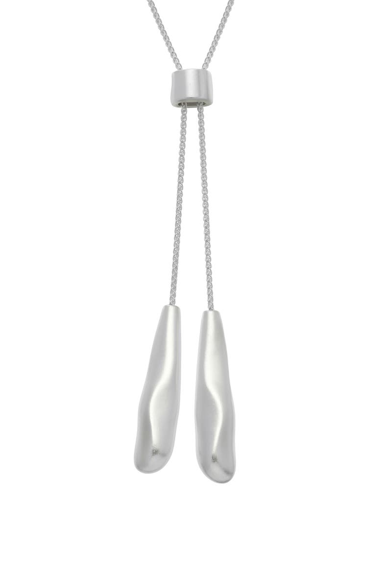 Tova Tumbled Lariat Necklace, Alternate, color, SATIN SILVER TONE
