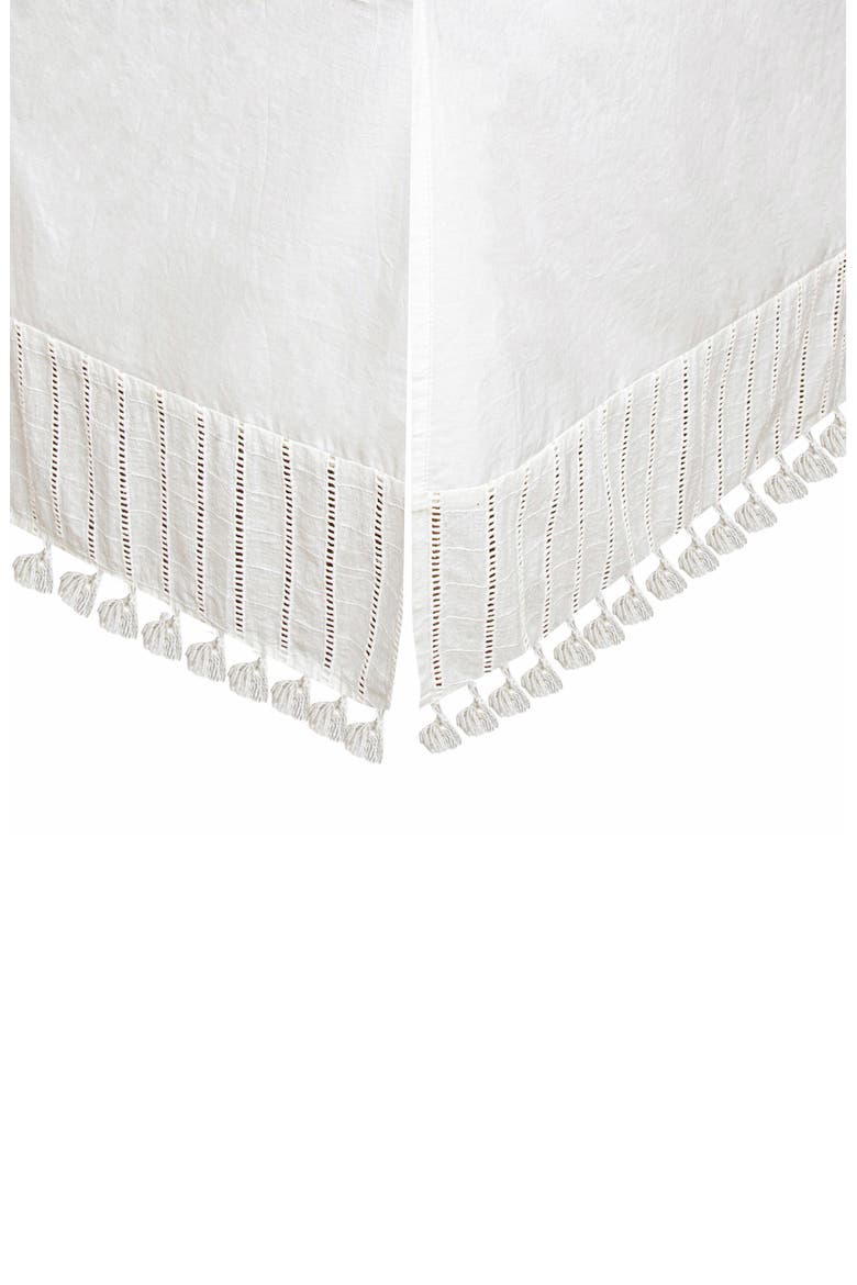 Tassel Trim Crib Skirt, Main, color, WHITE