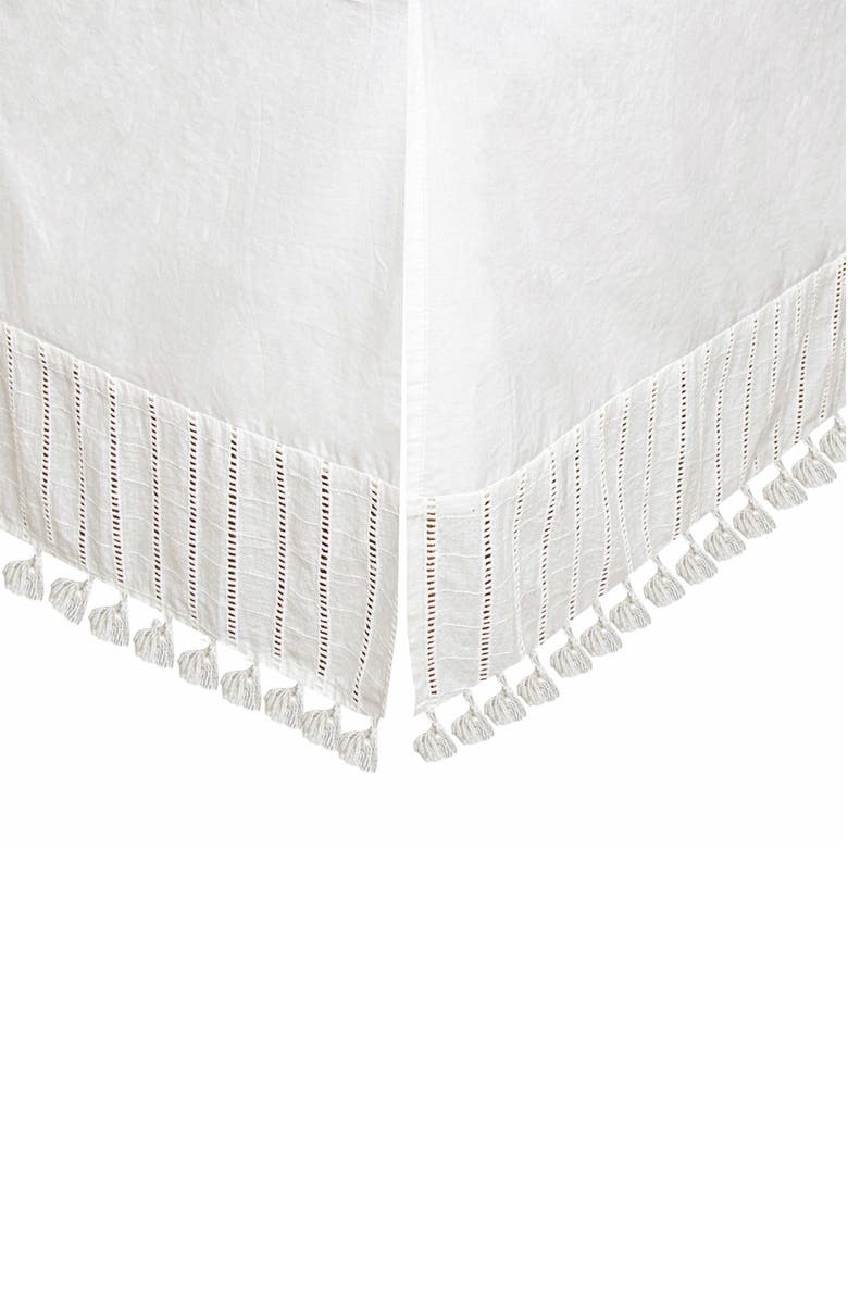 CRANE BABY Tassel Trim Crib Skirt, Main, color, White