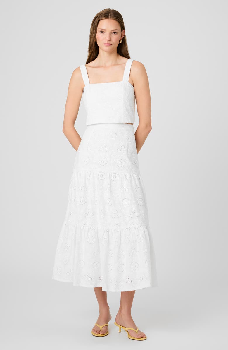 French Connection Floral Eyelet Cotton Maxi Skirt, Alternate, color, Summer White