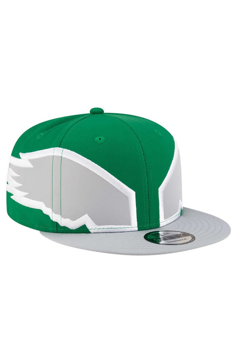 New Era Men's New Era Kelly Green Philadelphia Eagles Throwback Helmet 9FIFTY Snapback Hat, Alternate, color, Kelly Green