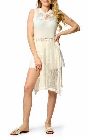 SAACHI Cotton Knit Split Hem Kaftan Cover-Up Dress