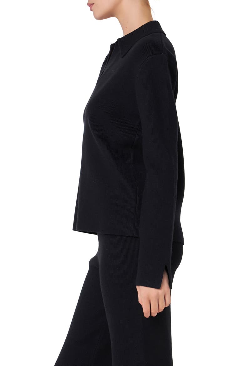 Polo Collar Sweater, Alternate, color, BLACK