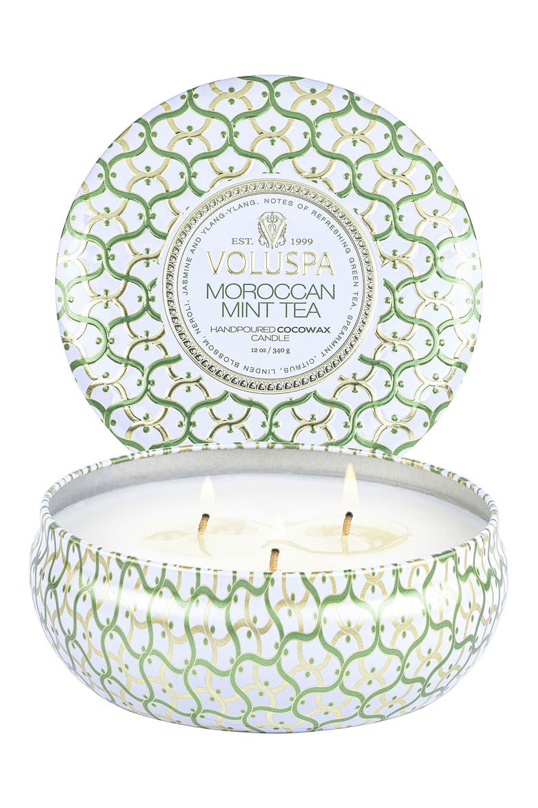 Three-Wick Tin Candle, Alternate, color, MOROCCAN MINT