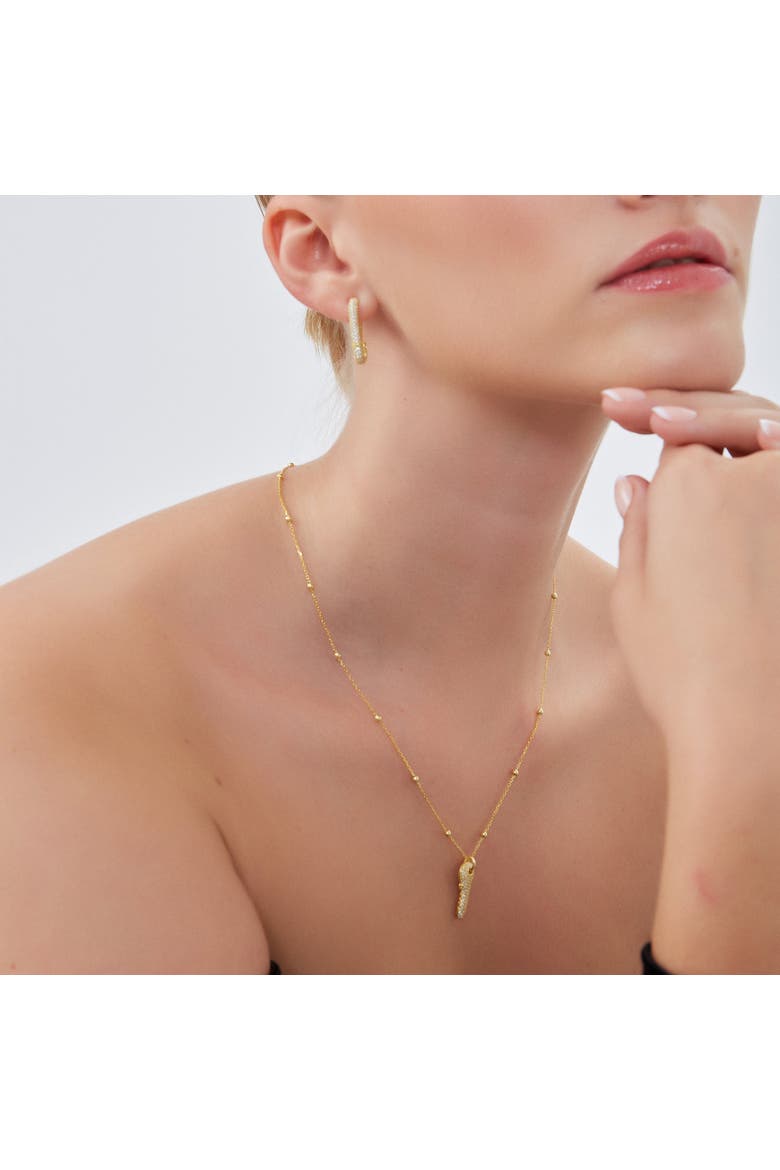 Key Pendant Necklace With Beaded Chain Sterling Silver, Alternate, color, Gold