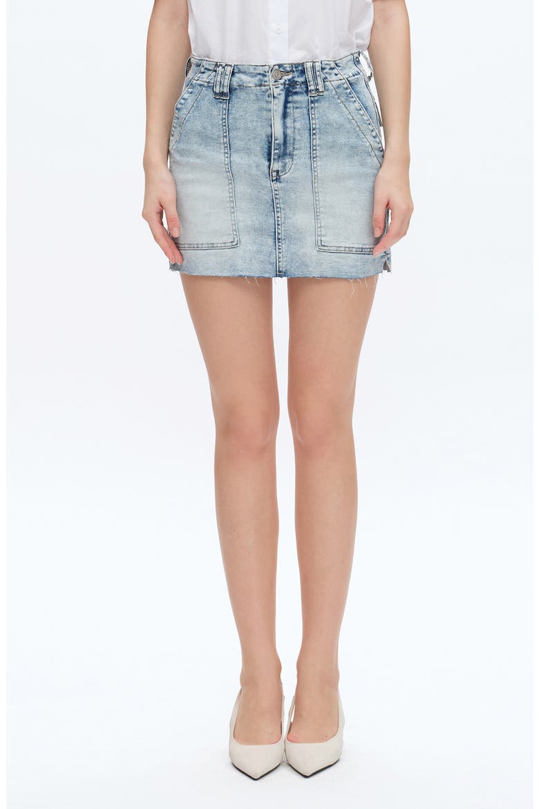 Cutoff Denim Miniskirt, Main, color, MEDIUM BLUE